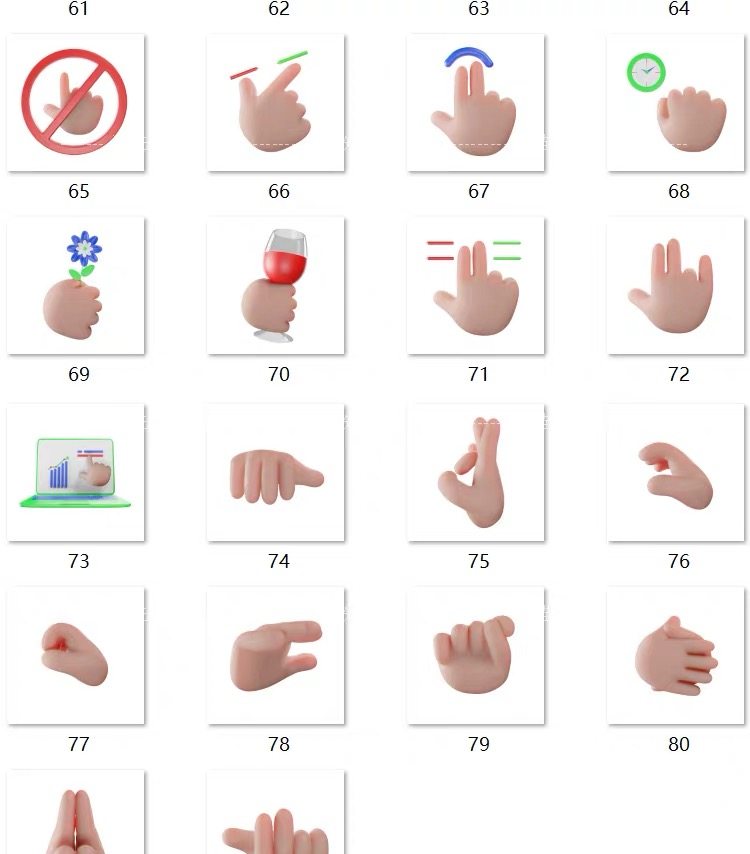 图片[5]-82个卡通风格手指3D模型资源,手势模型,blender/png/C4D/FBX/OBJ-cg男孩
