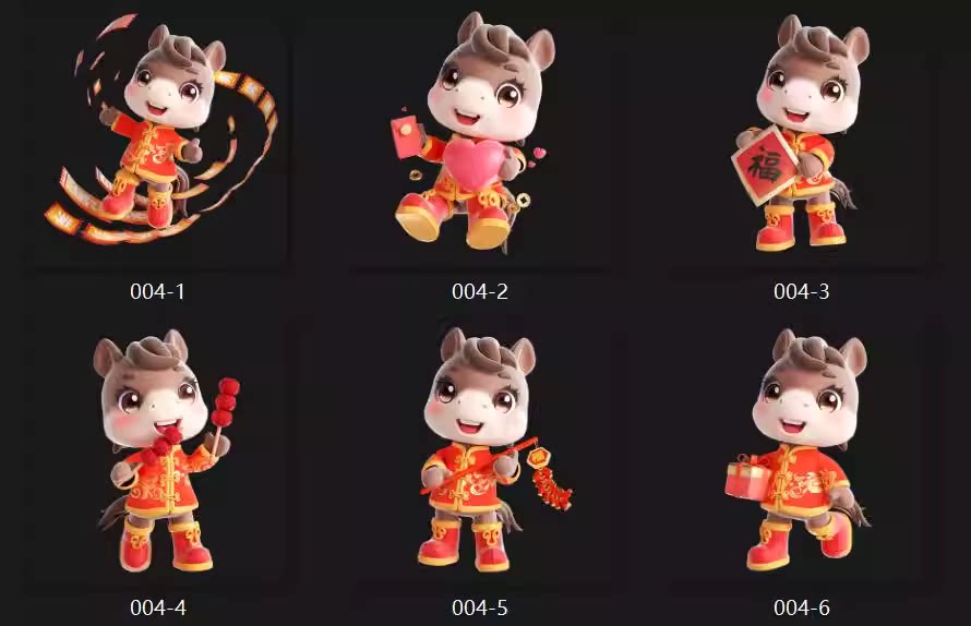 图片[3]-C4D卡通小马新年马形象马年春节吉祥物IP模型源文件OC渲染-cg男孩