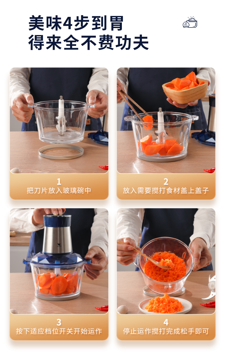 美的布谷 多功能电动绞肉机 搅碎机 2斤容量 图14