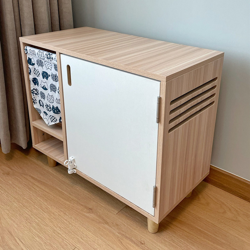 Nonopet Original Day Style Solid Wood Cat Toilet Enclosed anti-splash Smell Cupboard Cat Litter Box Cat Furniture