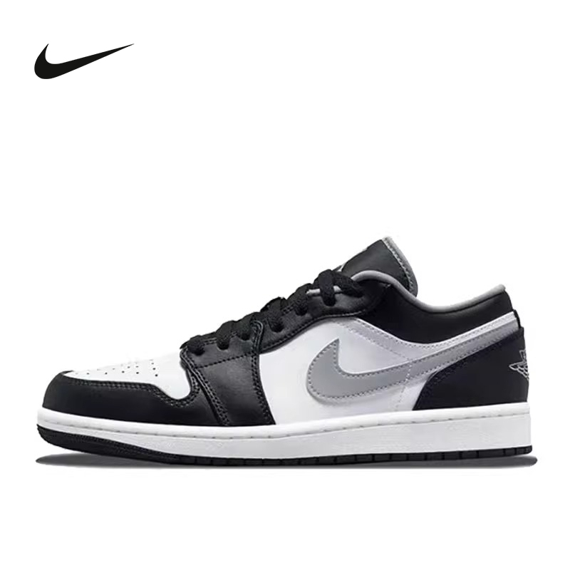 Nike Men's Shoes Air Jordan 1 Low Aj1 Black and White Gray Shadow Low-Top Retro Sneakers 553558-040