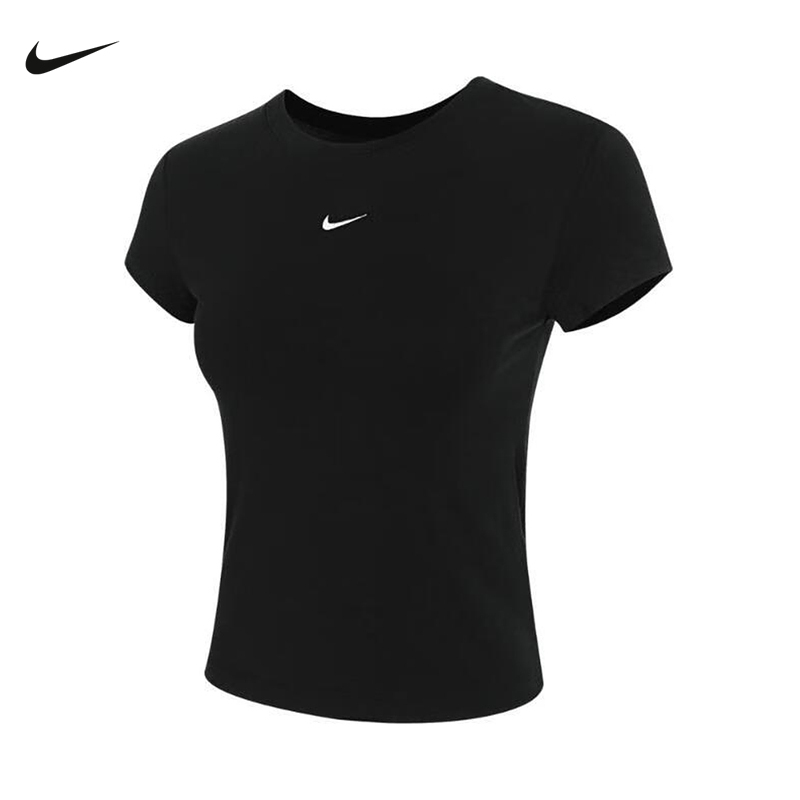 Nike Women's Short-Sleeved Summer Embroidered Logo Round Neck Breathable Sports Casual High-Waisted Half-Sleeved T-Shirt Fv5509-010 Nike Women's Short-Sleeved Summer Embroidered Logo Round Neck Breathable Sports Casual High-Waisted Half-Sleeved T-Shirt Fv5509-010
