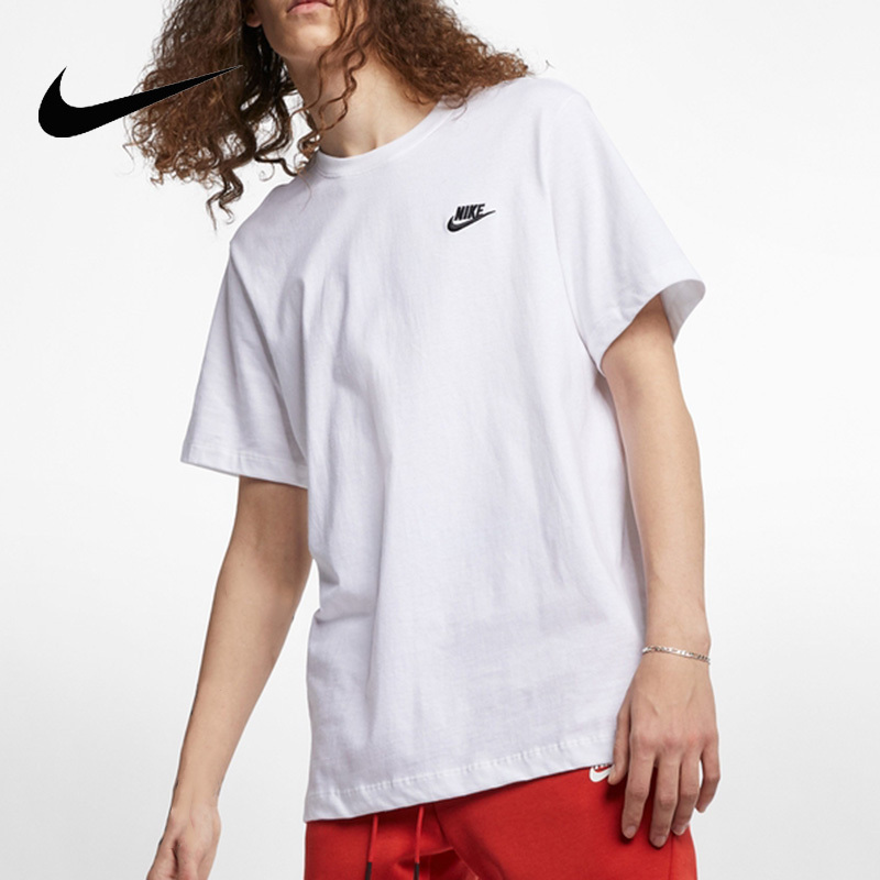 Nike Nike Short-Sleeved Men's 25 Summer New Cotton Embroidered Sports T-Shirt Round Neck White Half-Sleeve Ar4999-101 Nike Nike Short-Sleeved Men's 25 Summer New Cotton Embroidered Sports T-Shirt Round Neck White Half-Sleeve Ar4999-101