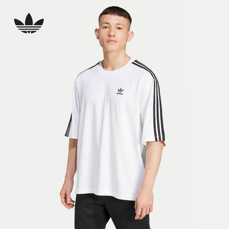 Adidas 25 Summer Trefoil Men's Short Sleeve T-Shirt Round Neck Sports Casual Top Three Stripes Iz2474