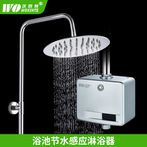 Surface-mounted fully automatic induction shower public bathhouse bath center intelligent top spray shower water-saving artifact