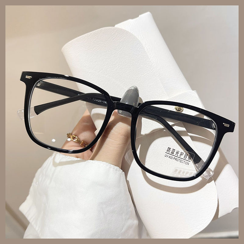 Ultra-light Korean version of the big black frame myopia glasses female anti-blue light anti-radiation plain face slimming net red with the same style can be matched with degrees