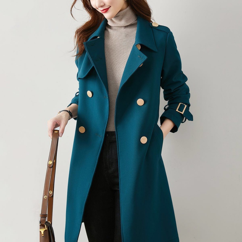 2020 autumn and winter new fashion all-match commuter double-breasted lace-up long version of high-end temperament slim women's trench coat