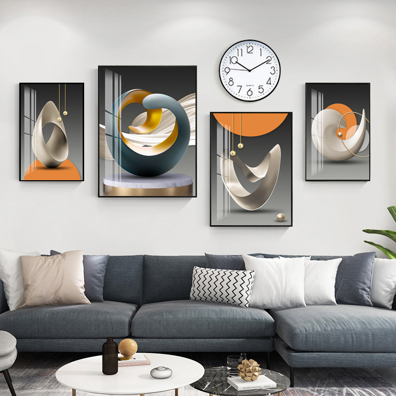 Modern light luxury living room decoration painting triptych sofa background wall hanging painting Nordic abstract geometric simple mural