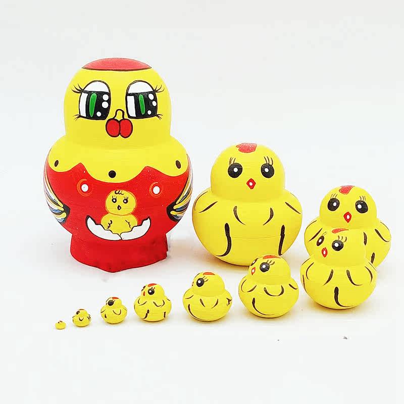 ten Layers Small Belly Egg Shell Chicken Russian Kit Wooden Craft Gift Toy Valentine's Day Children's Gifts Swing