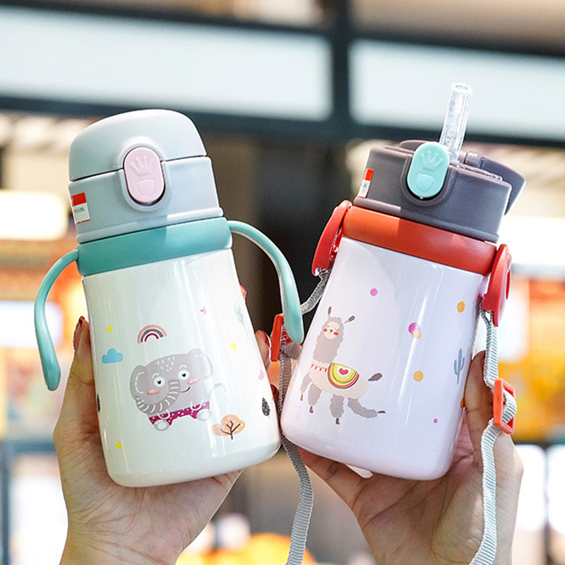 Children's thermos cup food grade 316 baby straw water cup baby bottle learning drinking cup kindergarten outing kettle