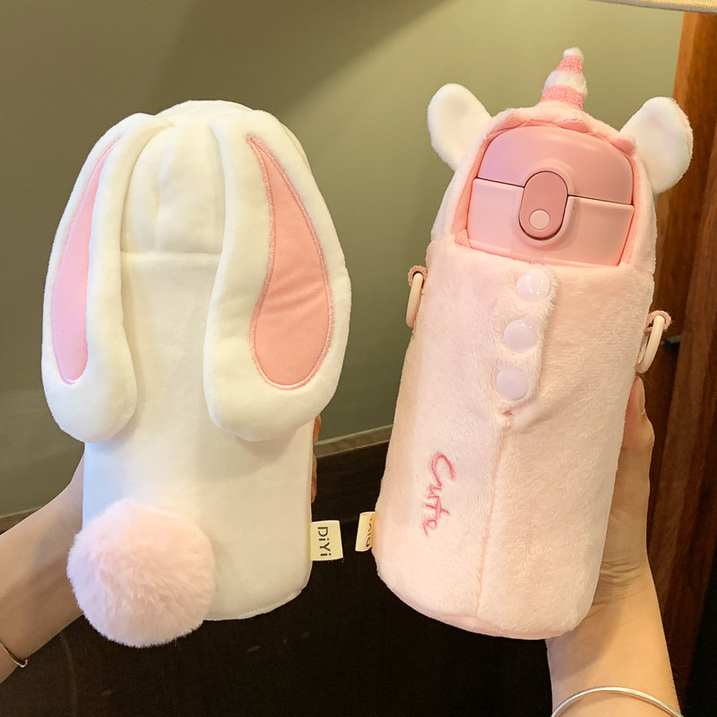 Children's straw thermos Baby drinking cup Dual-use primary school students fall-proof leak-proof portable drinking pot Kindergarten