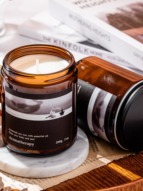 Byme Aromatherapy Series Large Brown Cup Soy Wax Scented Candle Home Bedroom Smokeless Candle Tabletop Decoration