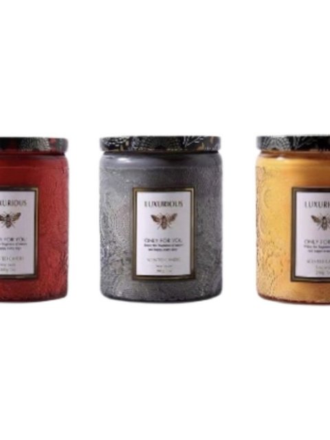 Medium-Sized Glass Cup Handmade Scented Candle, Long-Lasting, Smokeless, Embossed Soy Wax, Red, Bedroom, Living Room, Gift