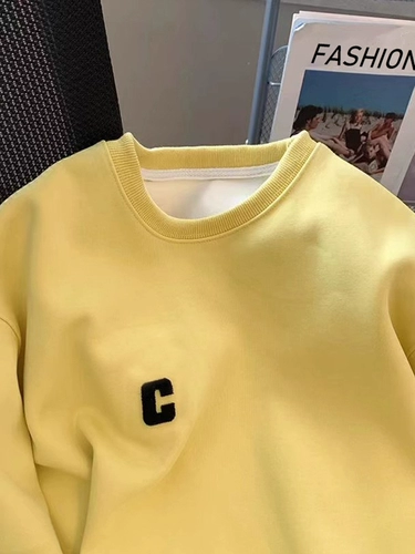 Хлопковый осенний демисезонный тонкий флисовый приятный телу свитшот, оверсайз