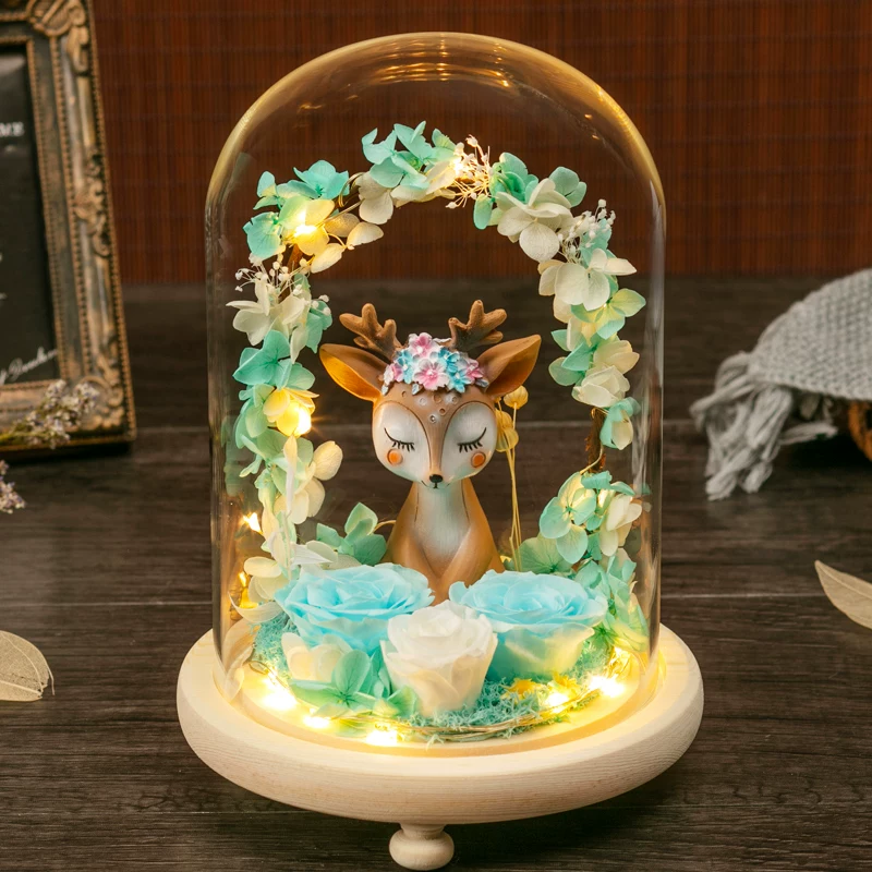 Подарочная коробка с засушенным цветком, стеклянная крышка, украшение на День Святого Валентина, подарок девушке, подарок жене, подарок на день рождения лучшей подруги, засушенные розы