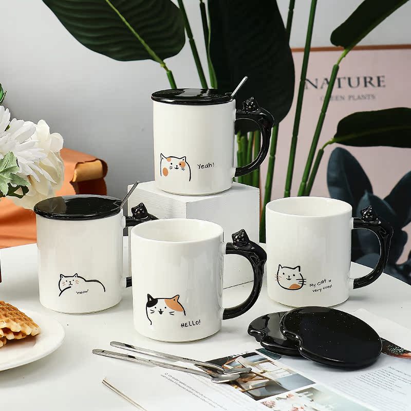 Creative cat ceramic mug breakfast coffee cup breakfast milk cup water cup cute girl couple water cup home