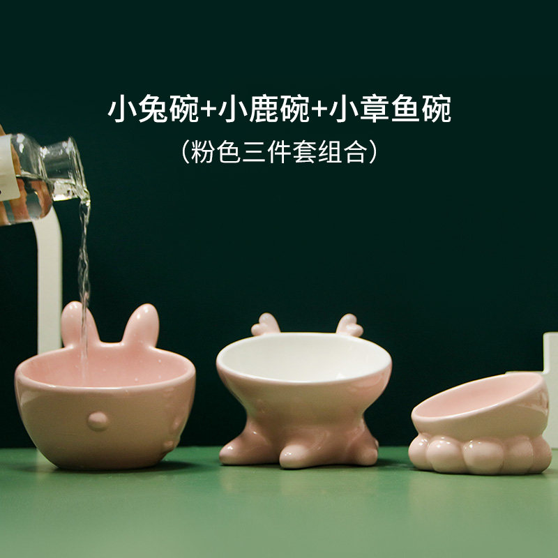 Pitched Inclined High Foot Ceramic Cat Bowl protection Cervical Cat Food Basin Feeding water Pet Bowls Cat Food Bowl Kitty Bowl