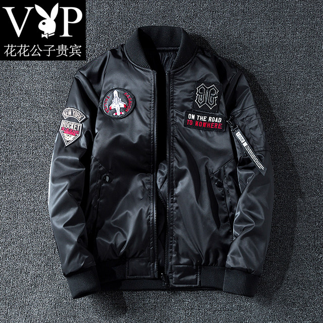 Playboy VIP Reversible Jacket Men's Jacket Flight Suit Reversible Large Size Cotton Thickened Baseball Jacket Korean Version