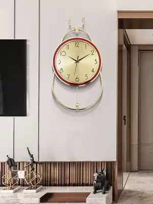 European-style luxury all-copper clock wall clock living room light luxury fashion creative home decoration wall clock atmospheric hanging watch