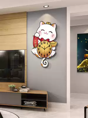 Zhaocai cat Net red clock wall clock living room home fashion decoration simple modern creative hanging wall table silent clock