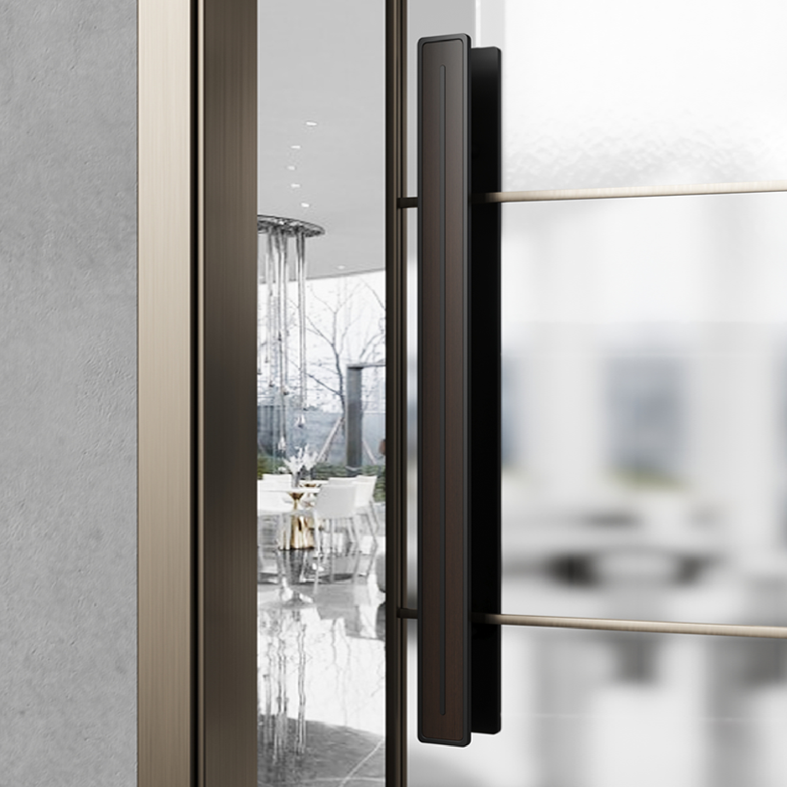 New Chinese-style high-end glass door handle hotel conference room wooden door support model public building club door handle customization