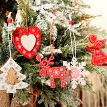 Christmas decoration wooden pendant snowflake Bell pendant five-pointed star Angel Christmas tree creative hanging props