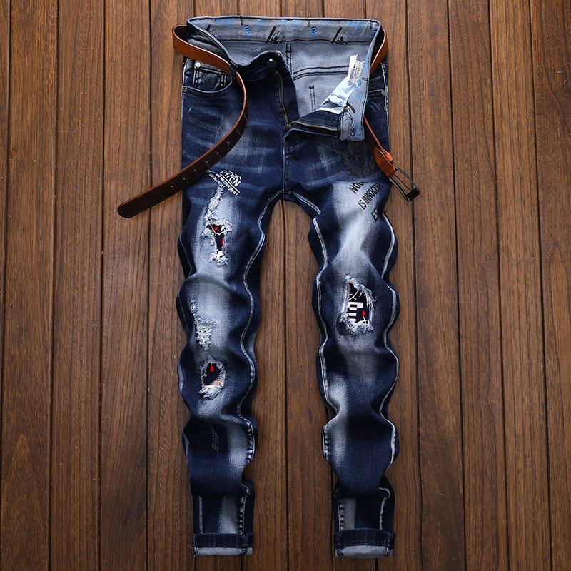 Мужские джинсы Jean Homme Pantalon рваные узкие джинсовые брюки Bik 