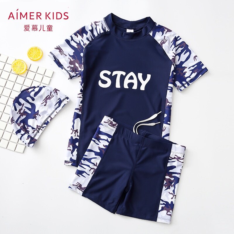 Love children's swimsuit boy split quick-dry boy cute middle-child sunscreen professional training swimsuit suit