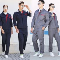 Spring and Autumn Blue Long Sleeve Overalls Set Mens Workwear Customized Factory Workshop Wear-resistant Custom Printing logo Labor Protective Clothing