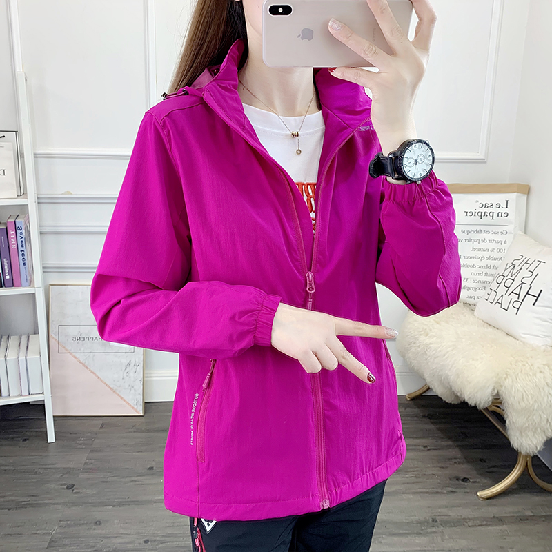 Single-layer submachine clothing women's spring and autumn slim style cardiovert jacket man waterproof and breathable outdoor mountaineering suit Sport windsuit plus suede
