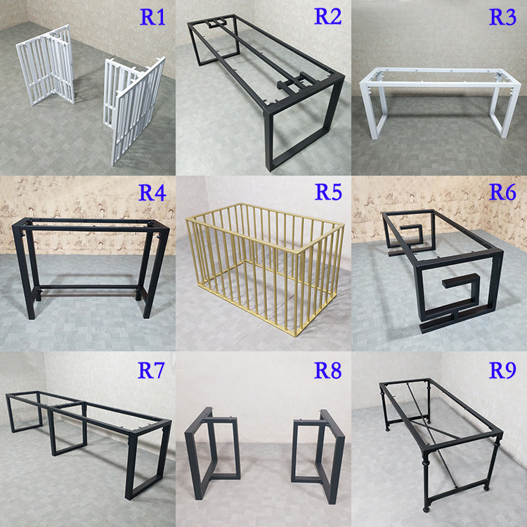 Custom wrought iron table legs metal dining table tripod steel desk tripod marble bracket rock slab adjustable base frame