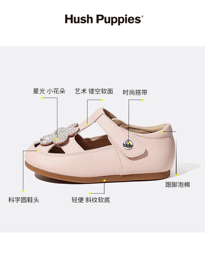 Hush Puppies 暇步士 2022春季新款软底花朵闪钻公主鞋 图2