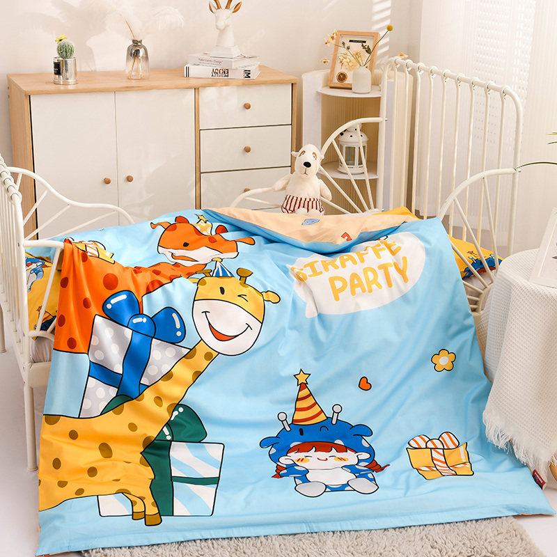 Class A cartoon baby kindergarten quilt three-piece set pure cotton children's bedding cotton core baby bed primary school students