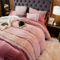 Light and luxurious thickened milk suede Four pieces of Coral Suede Winter Flannel Bed Linen Bed Linen Bed bedding