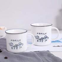 Yachengde ceramic cup happiness family series mug drink water cup coffee cup milk cup simple cartoon