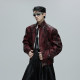 Blood python textured leather jacket with gem-embellished stand-up collar