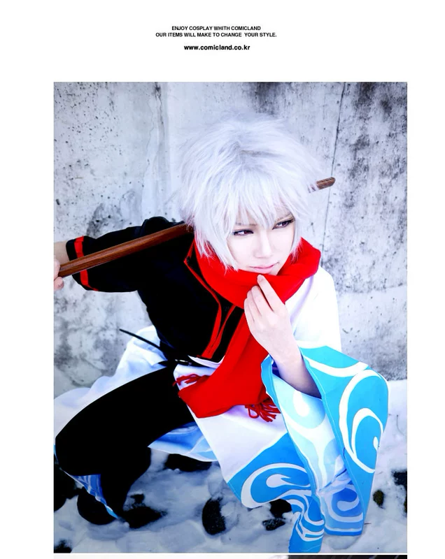 Gintama cos Sakata Gintoki Gin-san trang phục COSPLAY anime quần áo điểm tóc giả Toyako dao