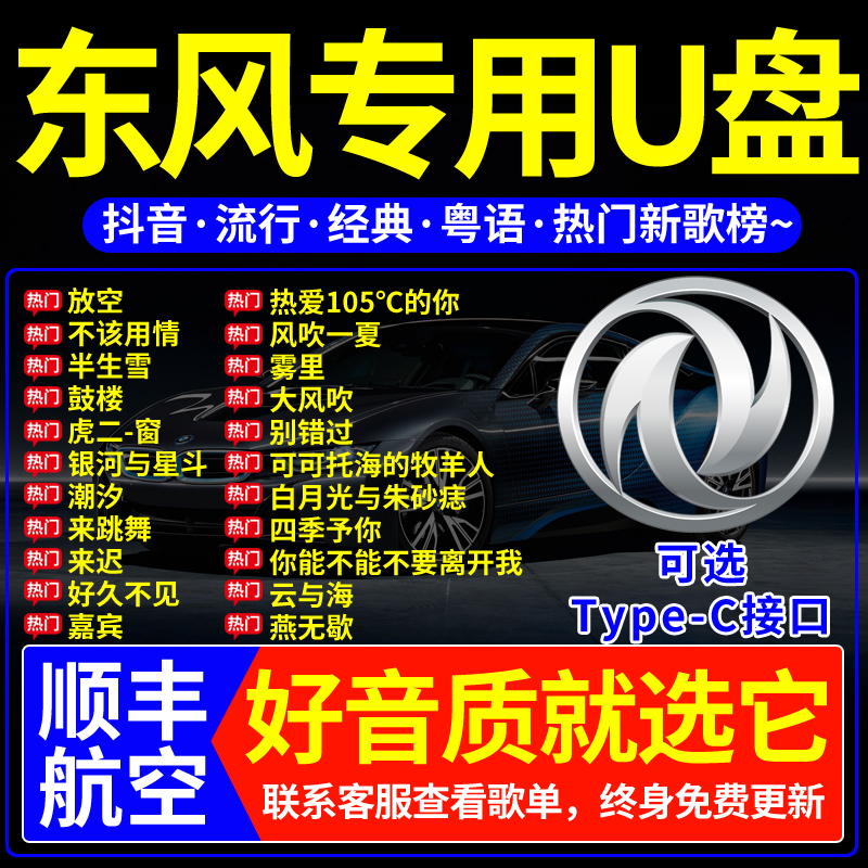 Dongfeng Wind Line on-board with body disc without distortion High quality high sound quality zui new 2021 shake timbre net reddj classic pop music car music 20 times sound quality usb special universal car USB