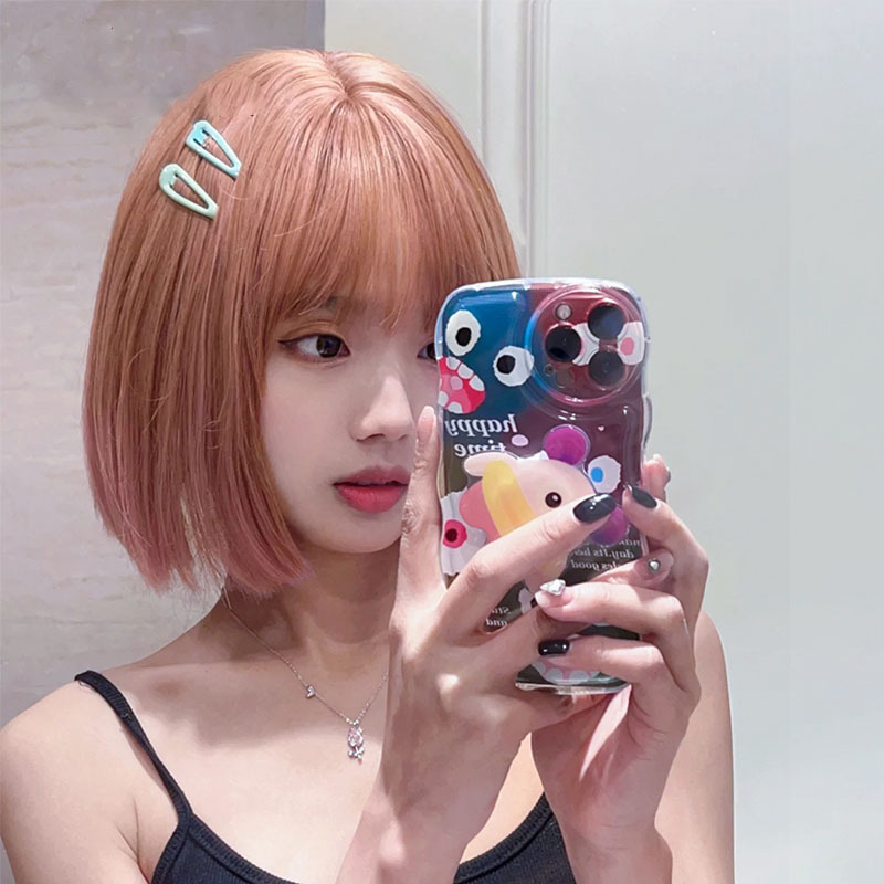 Pink Wig for Women, Short Hair, Summer Daily Wear, Age-Reducing Bob, Short Straight Hair, 2023 Fashionable New Style, Natural Full Wig