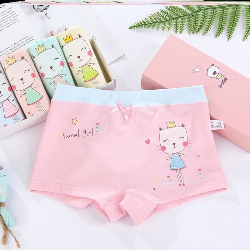 Girls' underwear pure cotton boxer big boy 12 years old pattern low waist flat bottoms for primary school students girl pants
