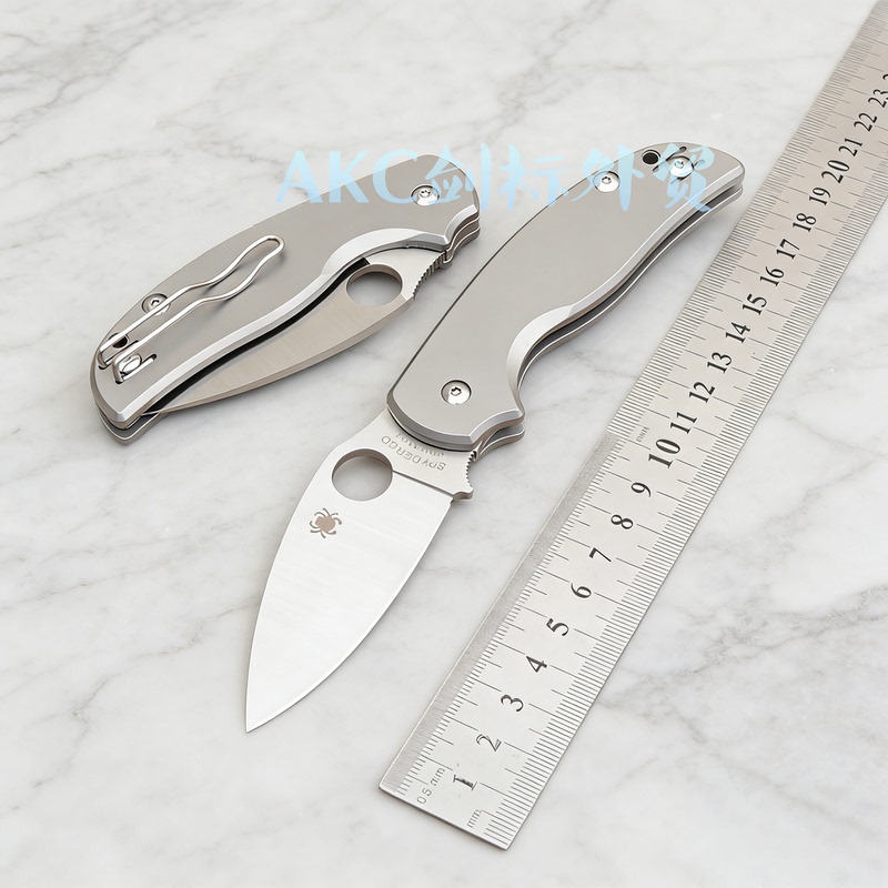 C123 Titanium Alloy Folding Knife with Forged Surface, Small Outdoor Camping Convenient Edc Tool