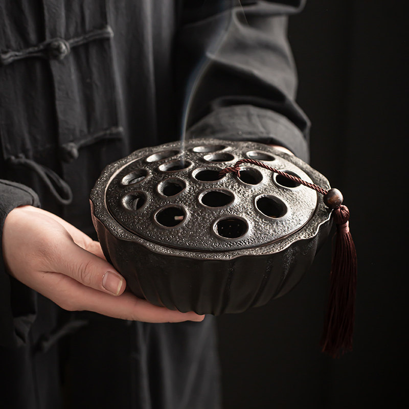 Ceramic Lotus Hollow Sprout Spery Spery Harnace Honolulu Household Indoor Tea Ceremony Large Mosquito Disc
