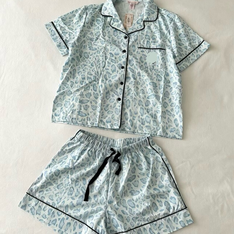 Victoria's Secret Leopard Print Short-Sleeve and Shorts Pajama Set, Celebrity Style