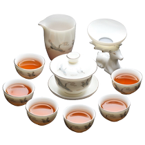 Beurre de karité jade de thé avec lumière à léchelle et kungfu de luxe Tao Deed porcelaine blanche Accueil Kung Fu Xiaosets Supplies couverture Bowl Tea Cup