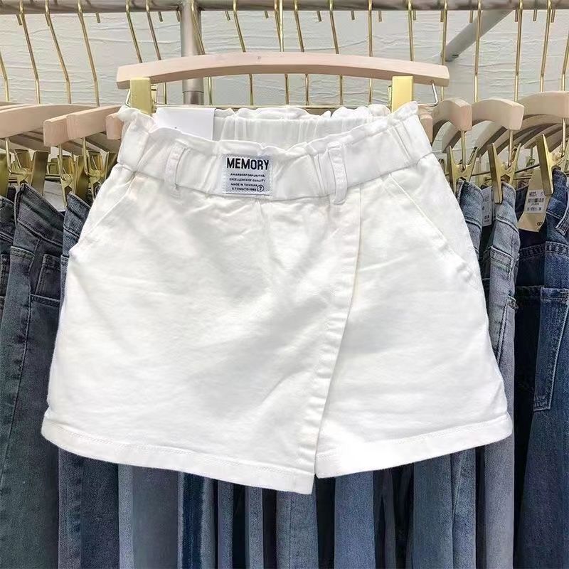 Pure Cotton Outerwear, Large Size, Fake Two-Piece Culottes, High-Waisted, New Summer Style, White Shorts, Slimming, Stylish, A-Line Skirt for Plus-Size People