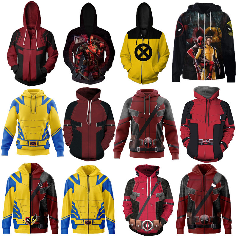 New Product 4 Amazon's New Deadpool 3 Series Hooded Zipper Sweatshirt Cosplay Printed Hoodie