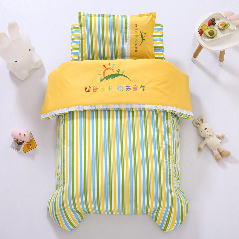 Kindergarten quilt Three sets of children quilted with six sets of pure cotton entrance to garden bed with special embroidered character-Taobao