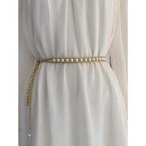 Japan FC pearl waist chain womens new fashion decorative dress belt sweater simple four seasons versatile trend