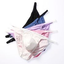 Summer hollow thread mens underwear triangle solid color ice silk thread underwear mens breathable briefs mens underwear