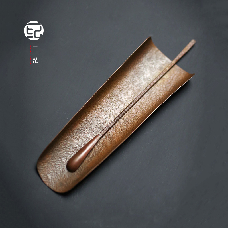 Japanese-style retro hammer pattern copper tea is creative handmade tea lotus tea spoon teaspoon tea shovel tea dial kung fu tea ceremony tea set